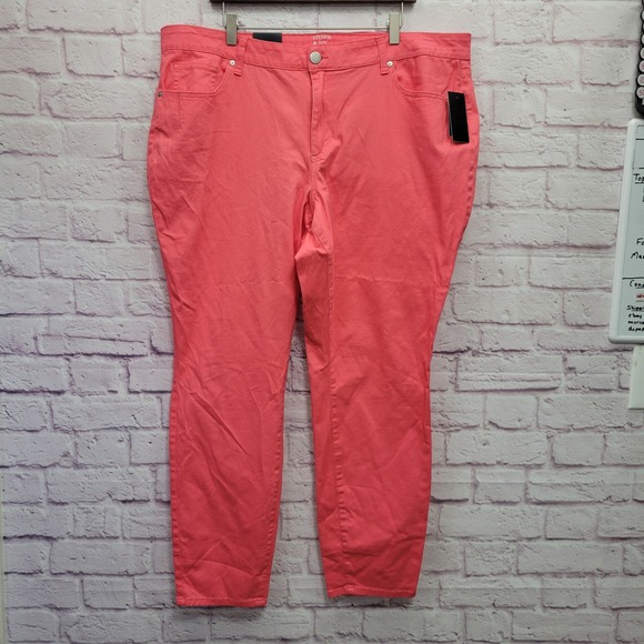 crown & ivy Denim - NEW Crown &‎ Ivy Curvy 22W Coral Pink Skinny Jeans Stretch Denim Preppy Casual